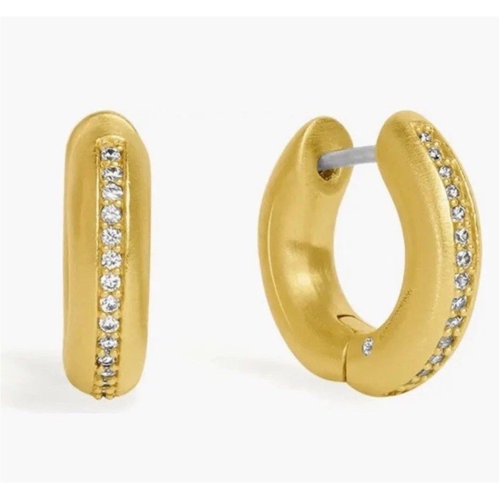 Gold Pavé Hoop Earrings with Crystal Accents